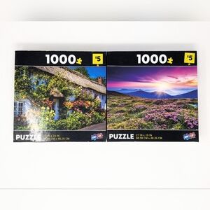 (2) 1000-Piece Dorset Countryside and Rhododendron Heaven Puzzle - Multicolor